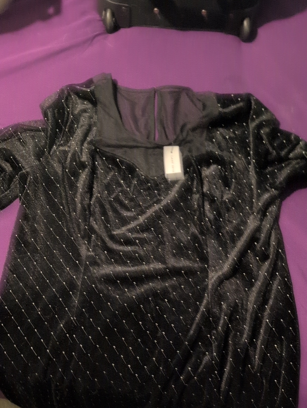 Women's Black Sparkle Short Sleeve Top - Elegant Evening Tee
